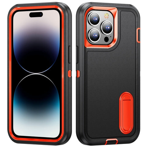 3 in 1 Rugged Holder Phone Case, For iPhone 14, For iPhone 14 Plus, For iPhone 14 Pro, For iPhone 14 Pro Max