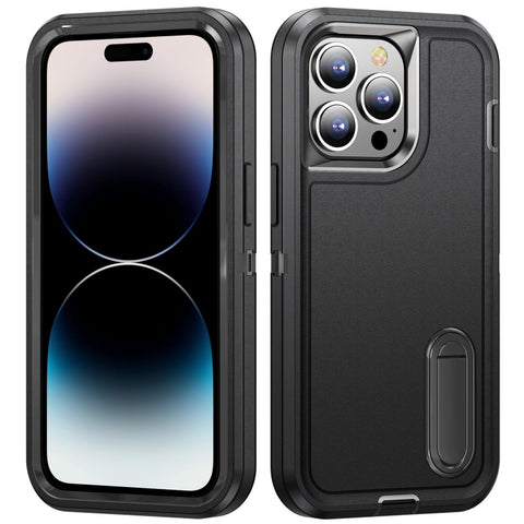 3 in 1 Rugged Holder Phone Case, For iPhone 14, For iPhone 14 Plus, For iPhone 14 Pro, For iPhone 14 Pro Max