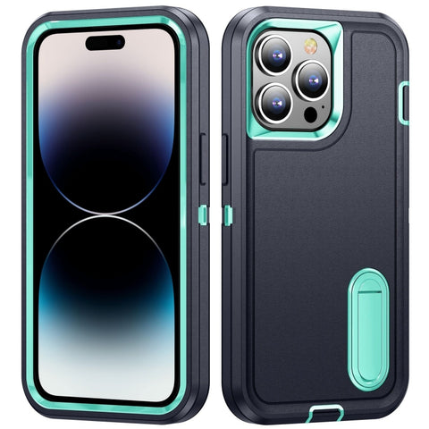 3 in 1 Rugged Holder Phone Case, For iPhone 14, For iPhone 14 Plus, For iPhone 14 Pro, For iPhone 14 Pro Max