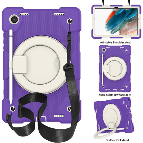 Silicone + PC Full Body Protection Tablet Case With Holder & Strap, For Samsung Galaxy Tab A8 10.5 2021, For iPad 10.2 2019/10.2 2020/10.2 2021, For iPad 9.7 2018, For iPad Pro 11 2020/Pro 11 2018/Air 2020/Air 2022