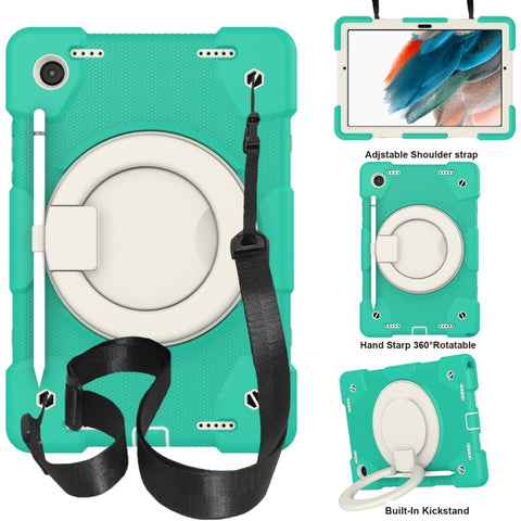 Silicone + PC Full Body Protection Tablet Case With Holder & Strap, For Samsung Galaxy Tab A8 10.5 2021, For iPad 10.2 2019/10.2 2020/10.2 2021, For iPad 9.7 2018, For iPad Pro 11 2020/Pro 11 2018/Air 2020/Air 2022