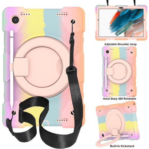 Silicone + PC Full Body Protection Tablet Case With Holder & Strap, For Samsung Galaxy Tab A8 10.5 2021, For iPad 10.2 2019/10.2 2020/10.2 2021, For iPad 9.7 2018, For iPad Pro 11 2020/Pro 11 2018/Air 2020/Air 2022
