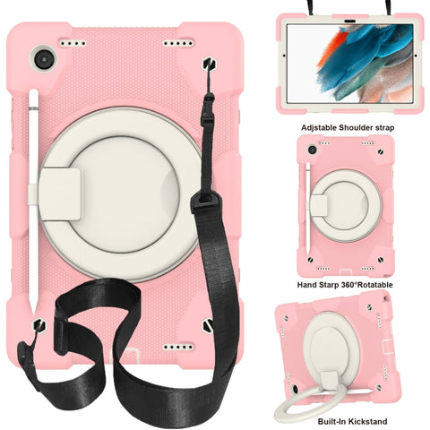 Silicone + PC Full Body Protection Tablet Case With Holder & Strap, For Samsung Galaxy Tab A8 10.5 2021, For iPad 10.2 2019/10.2 2020/10.2 2021, For iPad 9.7 2018, For iPad Pro 11 2020/Pro 11 2018/Air 2020/Air 2022