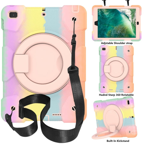 Silicone + PC Full Body Protection Tablet Case With Holder & Strap, For Samsung Galaxy Tab A8 10.5 2021, For iPad 10.2 2019/10.2 2020/10.2 2021, For iPad 9.7 2018, For iPad Pro 11 2020/Pro 11 2018/Air 2020/Air 2022