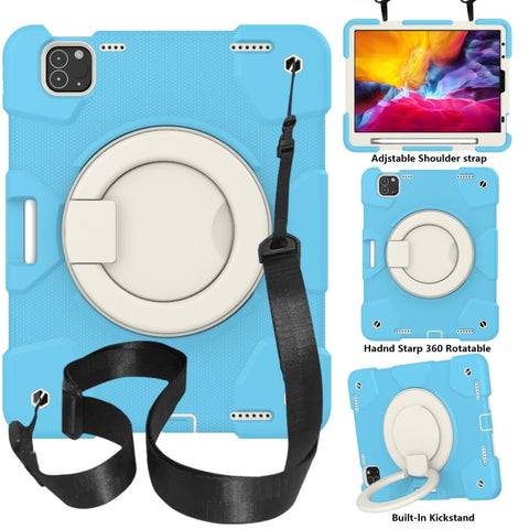 Silicone + PC Full Body Protection Tablet Case With Holder & Strap, For Samsung Galaxy Tab A8 10.5 2021, For iPad 10.2 2019/10.2 2020/10.2 2021, For iPad 9.7 2018, For iPad Pro 11 2020/Pro 11 2018/Air 2020/Air 2022