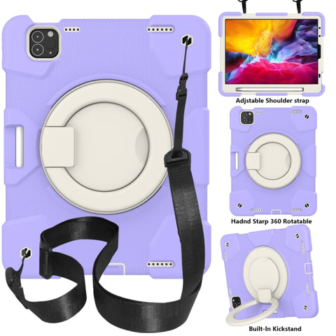 Silicone + PC Full Body Protection Tablet Case With Holder & Strap, For Samsung Galaxy Tab A8 10.5 2021, For iPad 10.2 2019/10.2 2020/10.2 2021, For iPad 9.7 2018, For iPad Pro 11 2020/Pro 11 2018/Air 2020/Air 2022