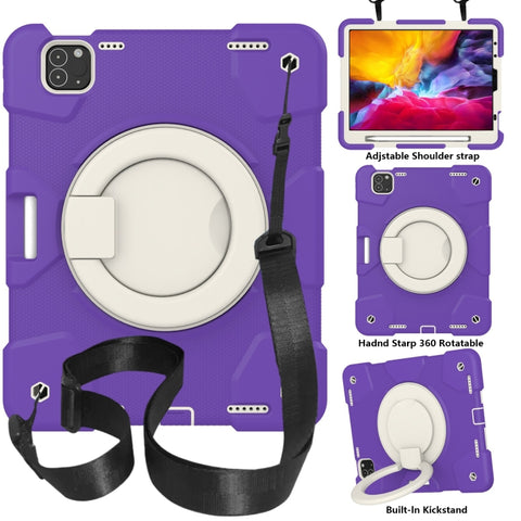 Silicone + PC Full Body Protection Tablet Case With Holder & Strap, For Samsung Galaxy Tab A8 10.5 2021, For iPad 10.2 2019/10.2 2020/10.2 2021, For iPad 9.7 2018, For iPad Pro 11 2020/Pro 11 2018/Air 2020/Air 2022