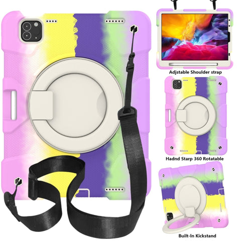 Silicone + PC Full Body Protection Tablet Case With Holder & Strap, For Samsung Galaxy Tab A8 10.5 2021, For iPad 10.2 2019/10.2 2020/10.2 2021, For iPad 9.7 2018, For iPad Pro 11 2020/Pro 11 2018/Air 2020/Air 2022