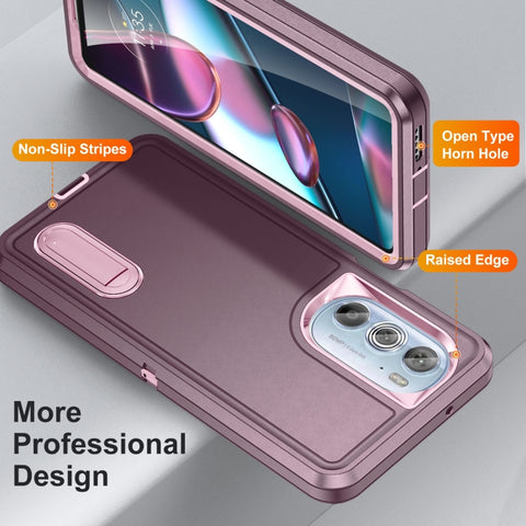 3 in 1 Rugged Holder Phone Case, For Motorola Edge 30 Pro, For Samsung Galaxy A53