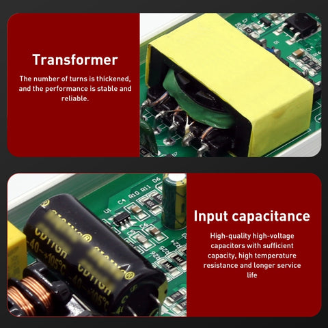 LED Transformer Switching Power Supply, DC12V 5A 60W, DC24V 2.5A 60W, DC12V 8.5A 100W, DC24V 4.5A 100W, DC12V 12.5A 150W, DC24V 6.3A 150W, DC12V 16.7A 200W, DC24V 8.3A 200W, DC12V 25A 300W, DC24V 12.5A 300W, DC12V 33.3A 400W, DC24V 16.7A 400W