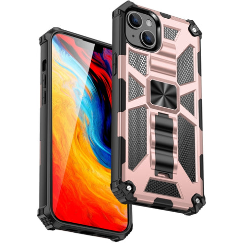 Armor Shockproof TPU + PC Magnetic Protective Phone Case with Holder, For iPhone 14, For iPhone 14 Pro, For iPhone 14 Pro Max, For iPhone 14 Plus