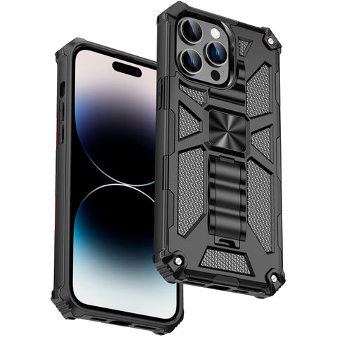 Armor Shockproof TPU + PC Magnetic Protective Phone Case with Holder, For iPhone 14, For iPhone 14 Pro, For iPhone 14 Pro Max, For iPhone 14 Plus