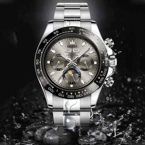 OLEVS 6654 Multifunction Dial Mechanical Movement Men Watch