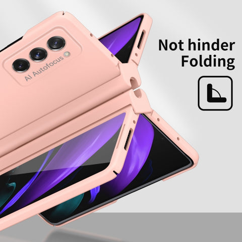 Macaron Hinge Phone Case with Stylus Pen Fold Edition & Protective Film, For Samsung Galaxy Z Fold2 5G