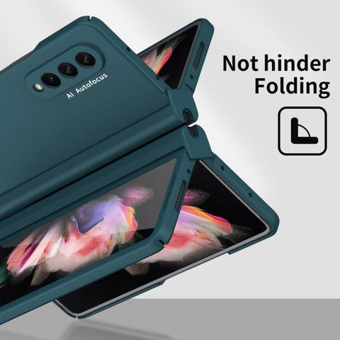 Macaron Hinge Phone Case with Stylus Pen Fold Edition & Protective Film, For Samsung Galaxy Z Fold3 5G