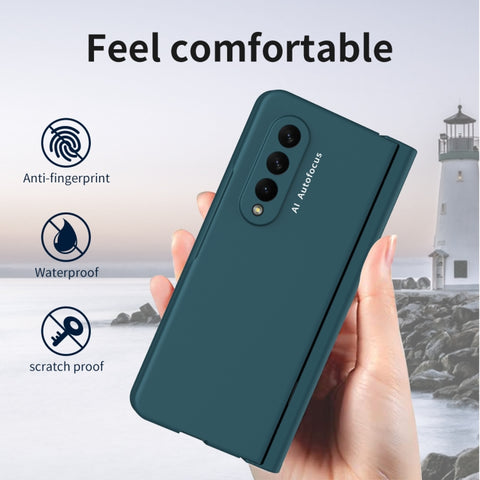 Macaron Hinge Phone Case with Stylus Pen Fold Edition & Protective Film, For Samsung Galaxy Z Fold3 5G