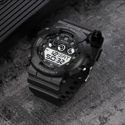 SKMEI 1857 Stainless Steel Buckle PU Strap Waterproof Electronic Watch