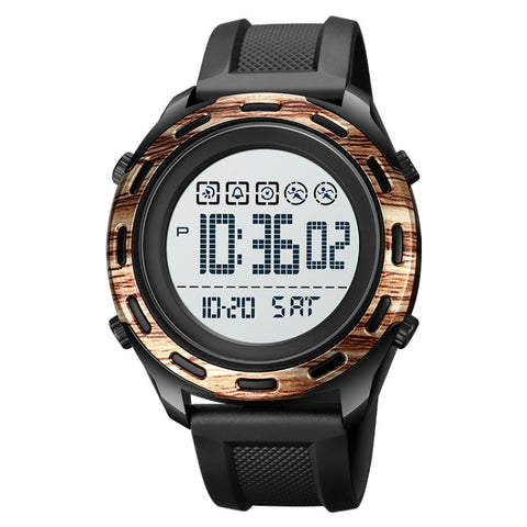 SKMEI 1872 Stainless Steel Buckle PU Strap Waterproof Electronic Watch, White, Black