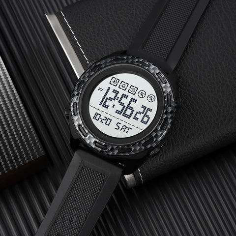 SKMEI 1872 Stainless Steel Buckle PU Strap Waterproof Electronic Watch, White, Black