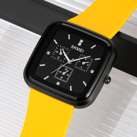 SKMEI 1902 Stainless Steel Buckle Silicone Strap Waterproof Quartz Watch