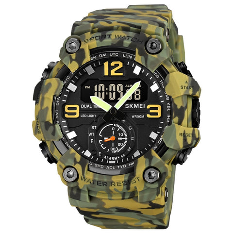 SKMEI 1965 Stainless Steel Buckle PU Strap Waterproof Electronic Watch