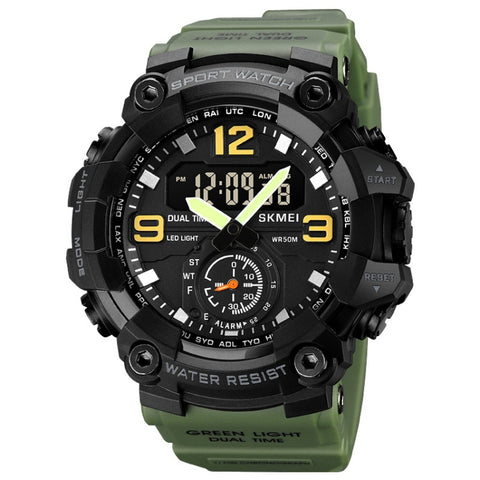 SKMEI 1965 Stainless Steel Buckle PU Strap Waterproof Electronic Watch