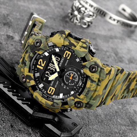 SKMEI 1965 Stainless Steel Buckle PU Strap Waterproof Electronic Watch