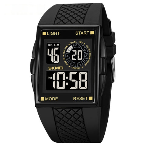 SKMEI 1967 Stainless Steel Buckle PU Strap Waterproof Electronic Watch