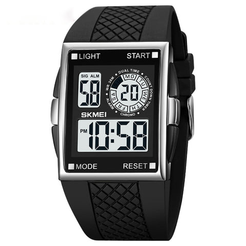 SKMEI 1967 Stainless Steel Buckle PU Strap Waterproof Electronic Watch