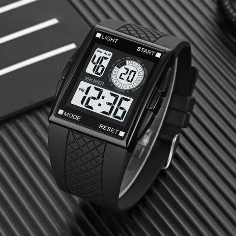 SKMEI 1967 Stainless Steel Buckle PU Strap Waterproof Electronic Watch