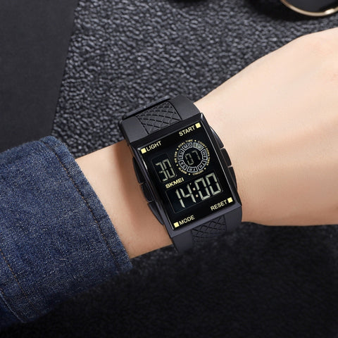 SKMEI 1967 Stainless Steel Buckle PU Strap Waterproof Electronic Watch