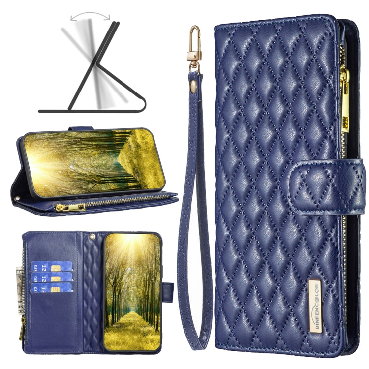 Diamond Lattice Zipper Wallet Leather Flip Phone Case, For Samsung Galaxy M53 5G