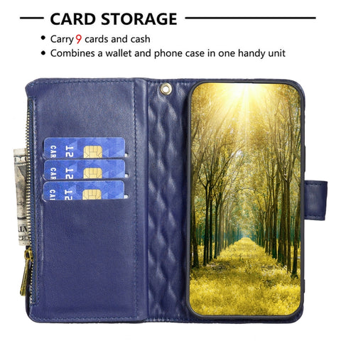 Diamond Lattice Zipper Wallet Leather Flip Phone Case, For Samsung Galaxy M53 5G