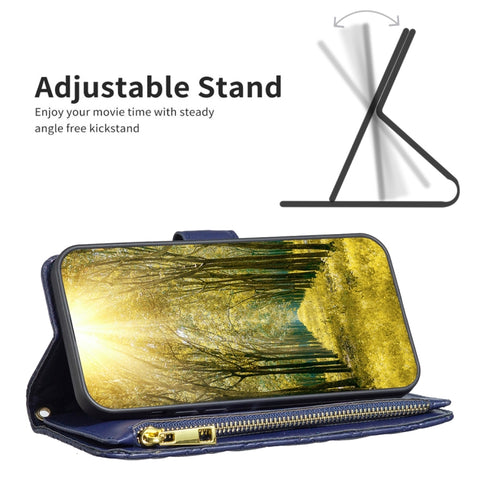 Diamond Lattice Zipper Wallet Leather Flip Phone Case, For Samsung Galaxy M53 5G