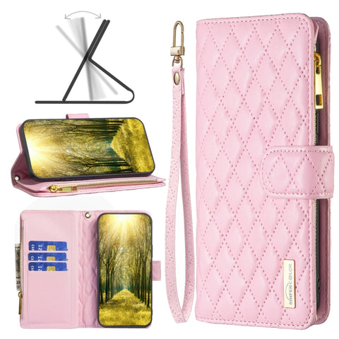 Diamond Lattice Zipper Wallet Leather Flip Phone Case, For Samsung Galaxy M53 5G
