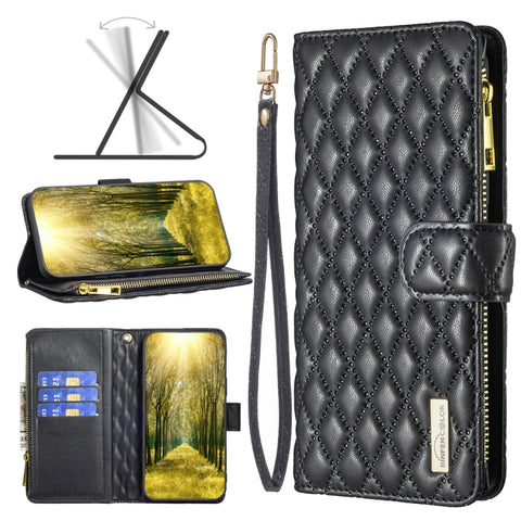 Diamond Lattice Zipper Wallet Leather Flip Phone Case, For Samsung Galaxy M53 5G