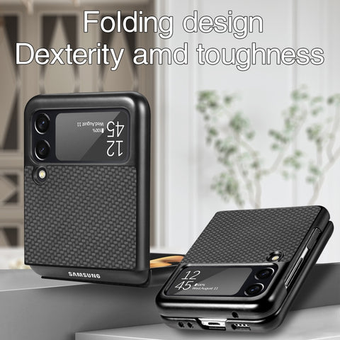Fiber Texture Fold Shockproof Phone Case, For Samsung Galaxy Z Flip4