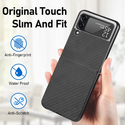 Fiber Texture Fold Shockproof Phone Case, For Samsung Galaxy Z Flip4