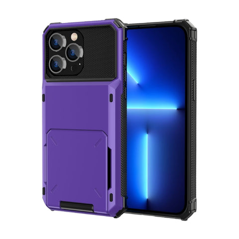 Scratch-Resistant Shockproof Heavy Duty Rugged Armor Protective Case with Card Slot, For iPhone 14, For iPhone 14 Plus, For iPhone 14 Pro
