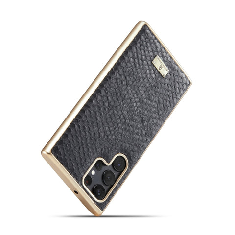 Fierre Shann  Snake Texture Electroplating PU Phone Case, For Samsung Galaxy S22 5G, For Samsung Galaxy S22+ 5G, For Samsung Galaxy S22 Ultra 5G