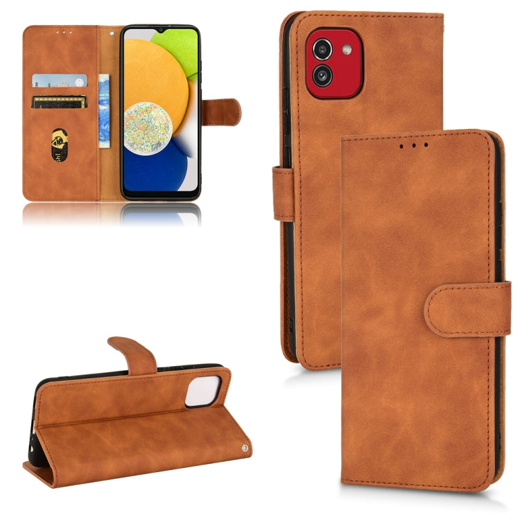 Skin Feel Magnetic Flip Leather Phone Case, For Samsung Galaxy A03 166mm