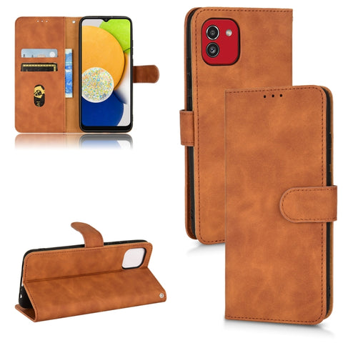 Skin Feel Magnetic Flip Leather Phone Case, For Samsung Galaxy A03 166mm