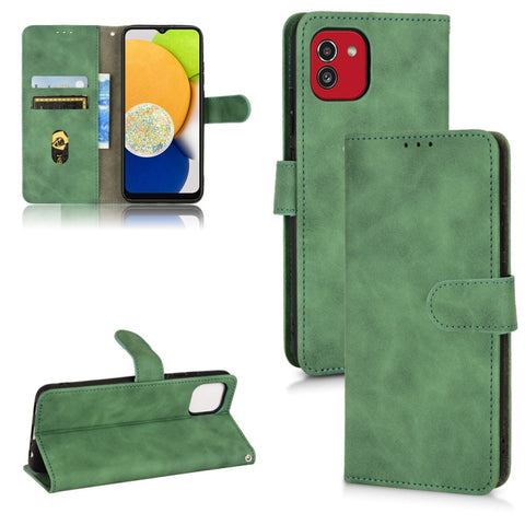 Skin Feel Magnetic Flip Leather Phone Case, For Samsung Galaxy A03 166mm