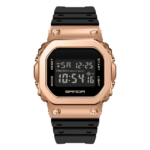SANDA 2126 Tempered Mirror Luminous Waterproof Dual Display Electronic Watch