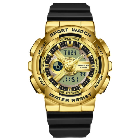 Sanda 3137 TPU Strap Luminous Waterproof Dual Display Electronic Watch