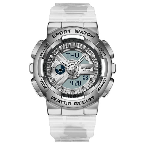 Sanda 3137 TPU Strap Luminous Waterproof Dual Display Electronic Watch