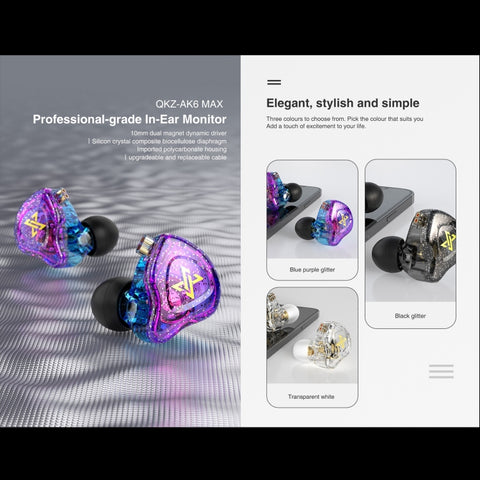 QKZ AK6 MAX In-ear Dynamic Subwoofer Wire-controlled Earphone, Standard Version, with Mic Version