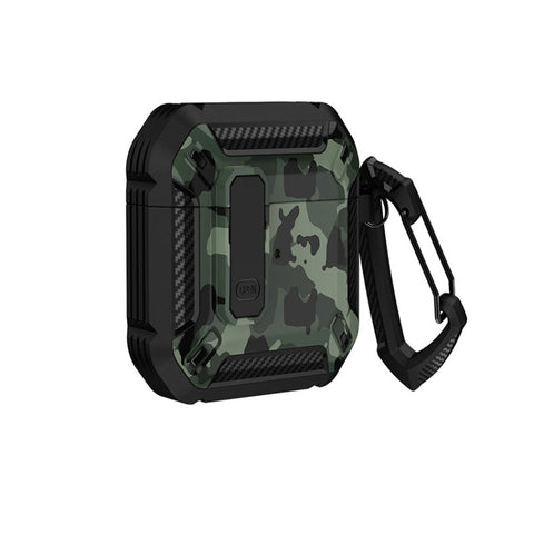 Two-Tone Printed Earphone Case with Switch Lock & Carabiner, For AirPods 1/2, For AirPods Pro, For AirPods 3