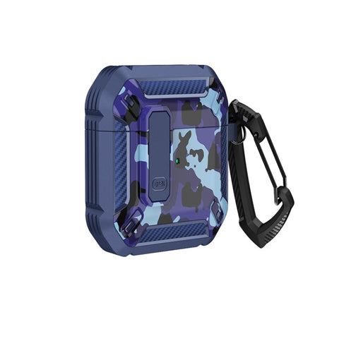 Two-Tone Printed Earphone Case with Switch Lock & Carabiner, For AirPods 1/2, For AirPods Pro, For AirPods 3