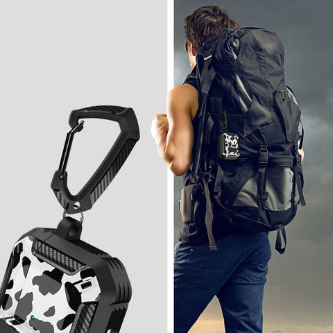 Two-Tone Printed Earphone Case with Switch Lock & Carabiner, For AirPods 1/2, For AirPods Pro, For AirPods 3